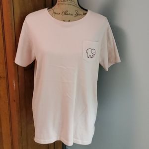 Pink Ivory Ella Tshirt with Burgundy silk screen